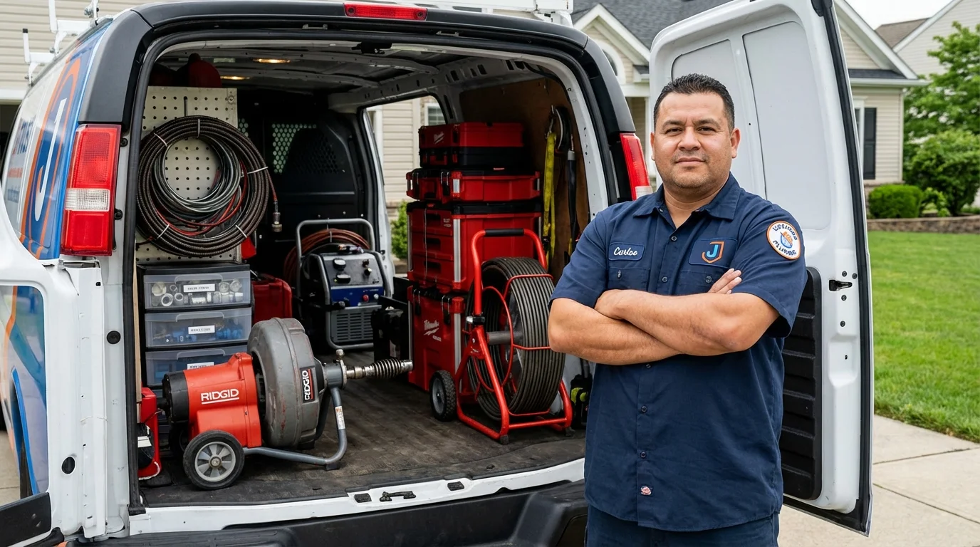 Professional drain cleaning equipment and Johns Plumbing LLC plumber in Chariton