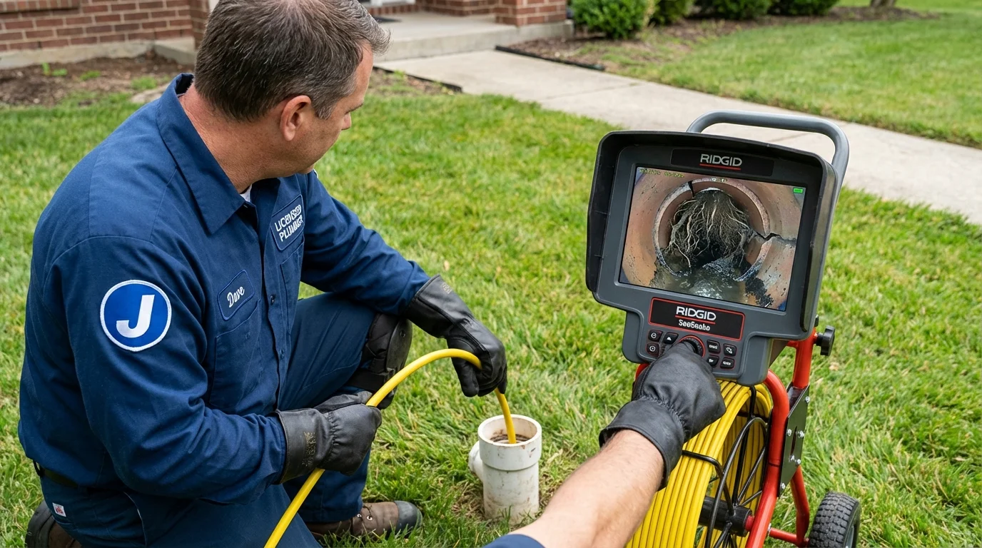 Sewer camera inspection being performed by Johns Plumbing LLC in Chariton